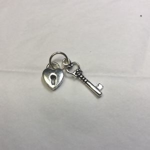 925 sterling silver heart & key charm